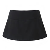 Black Bows Slim Fit Low Rise Slit Mini Skirt